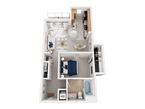 Floor plan for studio, 1 bath, 563 sqft